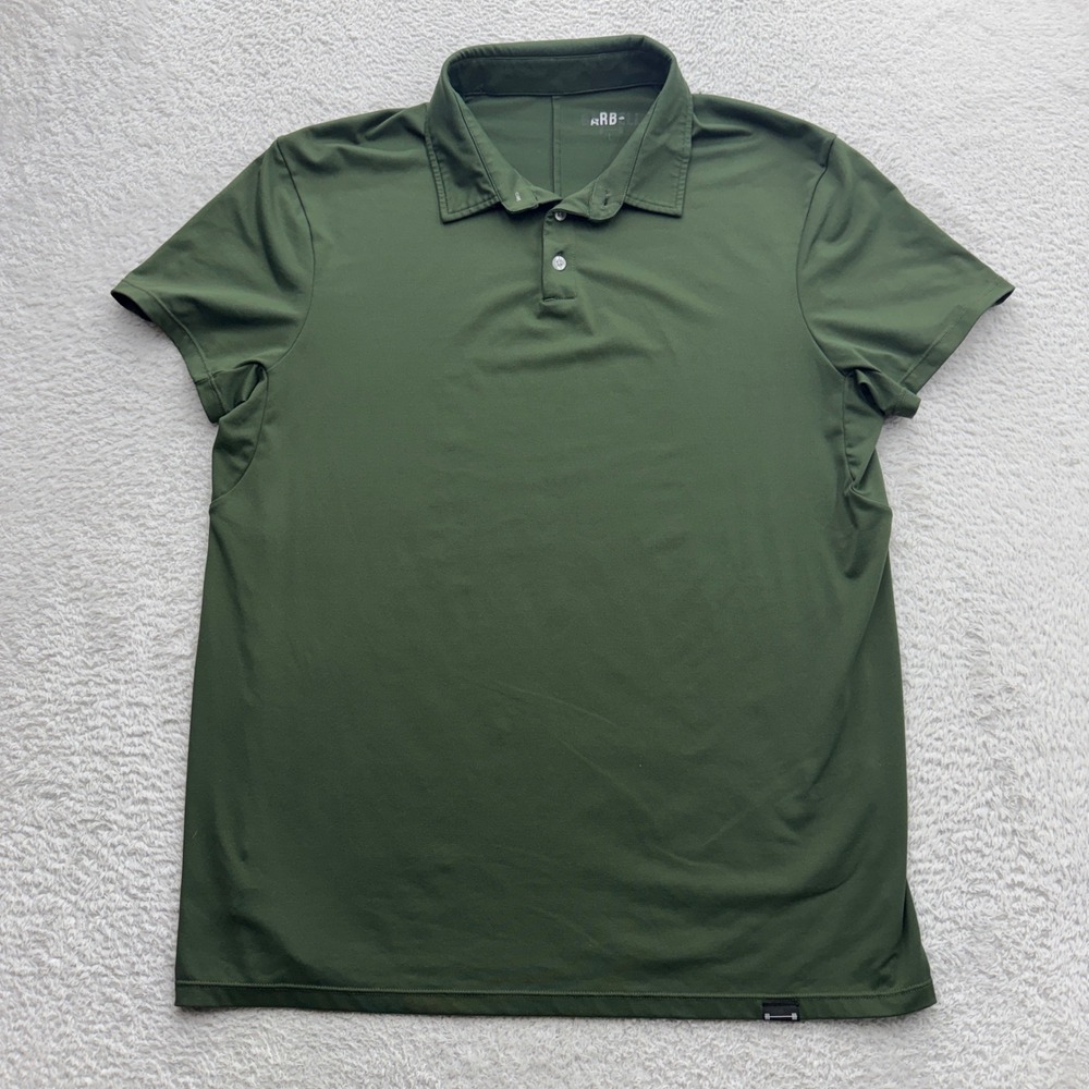 Barbell Apparel Mens Polo Shirt Large Olive Green Short Sleeve Athletic Stretch